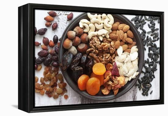 Variety of 12 Assorted Nuts and Dried Fruits-alenkasm-Framed Premier Image Canvas