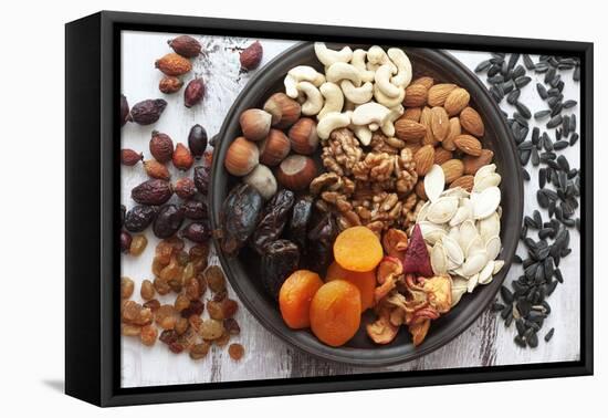 Variety of 12 Assorted Nuts and Dried Fruits-alenkasm-Framed Premier Image Canvas