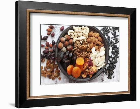 Variety of 12 Assorted Nuts and Dried Fruits-alenkasm-Framed Photographic Print