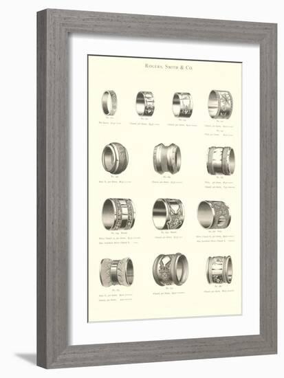 Variety of Engraved Napkin Rings-null-Framed Art Print