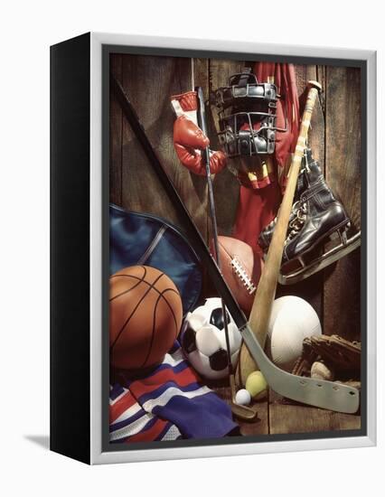 Variety of Sports Equipment-William Whitehurst-Framed Premier Image Canvas