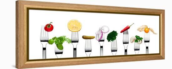 Variety of Vegetarian Food on Forks-foodbytes-Framed Premier Image Canvas