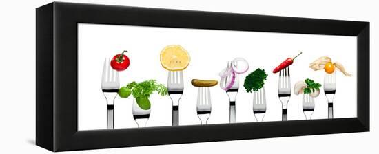 Variety of Vegetarian Food on Forks-foodbytes-Framed Premier Image Canvas