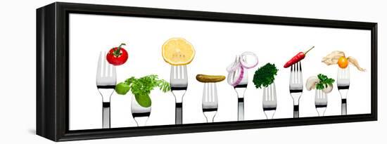 Variety of Vegetarian Food on Forks-foodbytes-Framed Premier Image Canvas