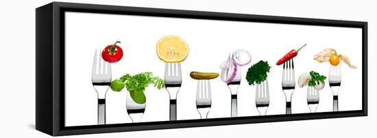 Variety of Vegetarian Food on Forks-foodbytes-Framed Premier Image Canvas