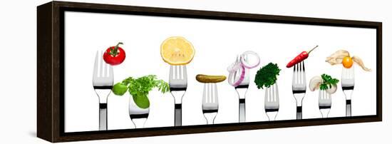 Variety of Vegetarian Food on Forks-foodbytes-Framed Premier Image Canvas