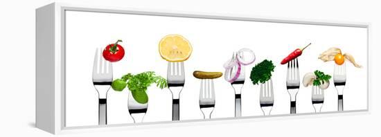 Variety of Vegetarian Food on Forks-foodbytes-Framed Premier Image Canvas