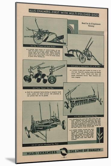 Various Allis Chalmers Tractor Equipment-null-Mounted Giclee Print