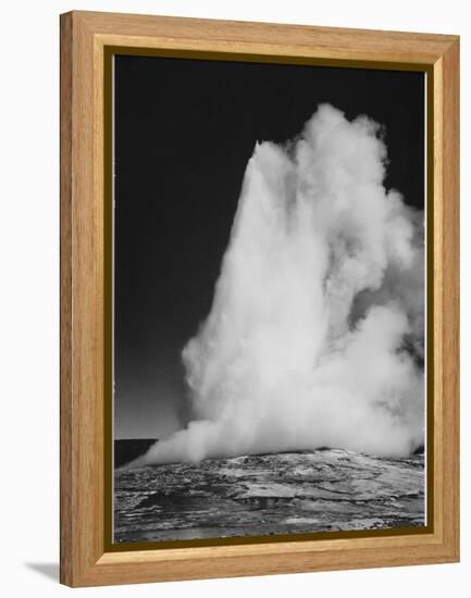 Various Angles During Eruption. "Old Faithful Geyser Yellowstone National Park" Wyoming  1933-1942-Ansel Adams-Framed Stretched Canvas