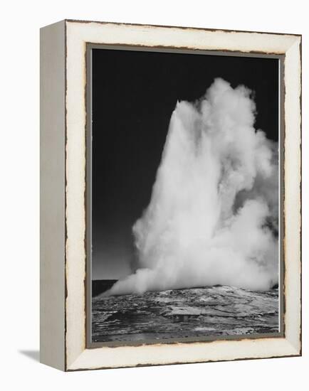 Various Angles During Eruption. "Old Faithful Geyser Yellowstone National Park" Wyoming  1933-1942-Ansel Adams-Framed Stretched Canvas