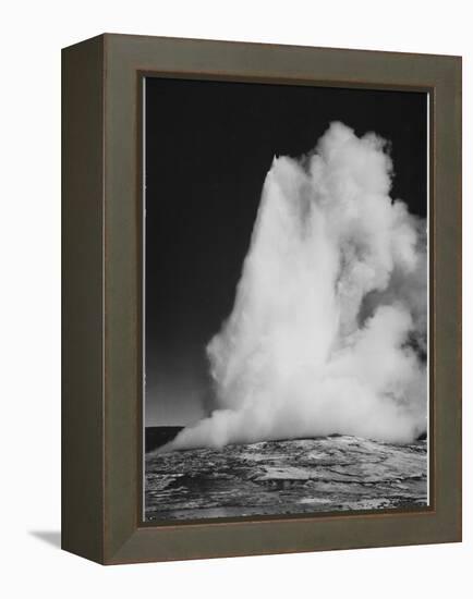 Various Angles During Eruption. "Old Faithful Geyser Yellowstone National Park" Wyoming  1933-1942-Ansel Adams-Framed Stretched Canvas