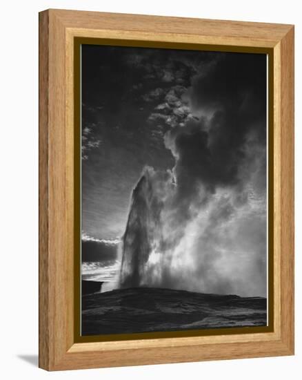 Various Angles During Eruption. "Old Faithful Geyser Yellowstone National Park" Wyoming  1933-1942-Ansel Adams-Framed Stretched Canvas