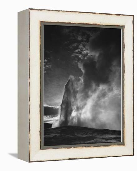 Various Angles During Eruption. "Old Faithful Geyser Yellowstone National Park" Wyoming  1933-1942-Ansel Adams-Framed Stretched Canvas