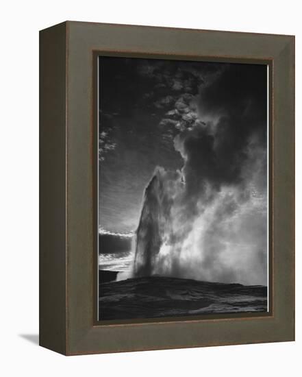 Various Angles During Eruption. "Old Faithful Geyser Yellowstone National Park" Wyoming  1933-1942-Ansel Adams-Framed Stretched Canvas