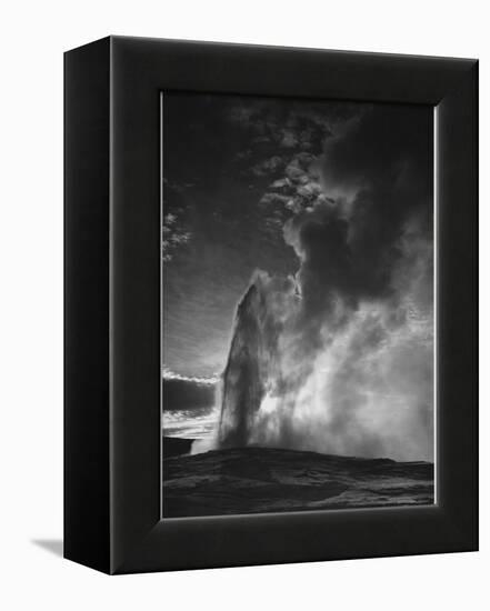 Various Angles During Eruption. "Old Faithful Geyser Yellowstone National Park" Wyoming  1933-1942-Ansel Adams-Framed Stretched Canvas