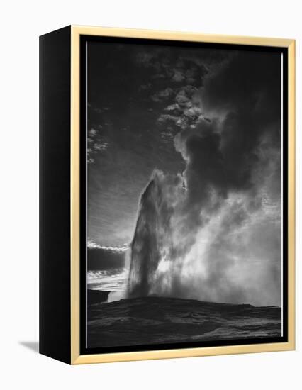 Various Angles During Eruption. "Old Faithful Geyser Yellowstone National Park" Wyoming  1933-1942-Ansel Adams-Framed Stretched Canvas
