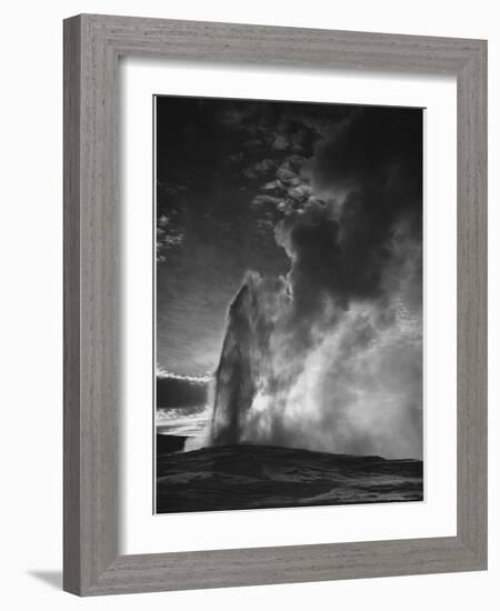 Various Angles During Eruption. "Old Faithful Geyser Yellowstone National Park" Wyoming  1933-1942-Ansel Adams-Framed Art Print