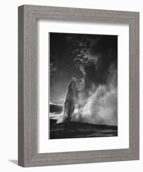 Various Angles During Eruption. "Old Faithful Geyser Yellowstone National Park" Wyoming  1933-1942-Ansel Adams-Framed Premium Giclee Print