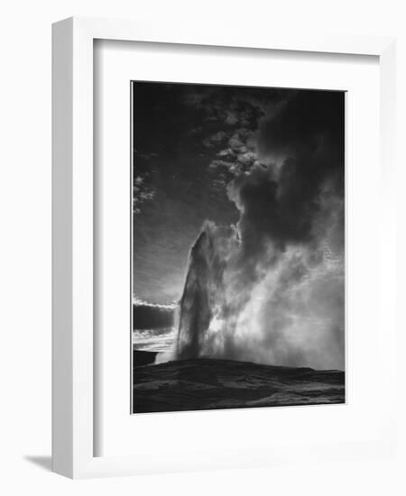 Various Angles During Eruption. "Old Faithful Geyser Yellowstone National Park" Wyoming  1933-1942-Ansel Adams-Framed Art Print