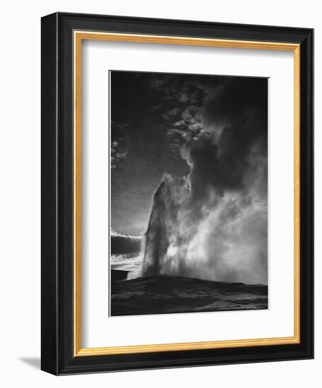 Various Angles During Eruption. "Old Faithful Geyser Yellowstone National Park" Wyoming  1933-1942-Ansel Adams-Framed Art Print