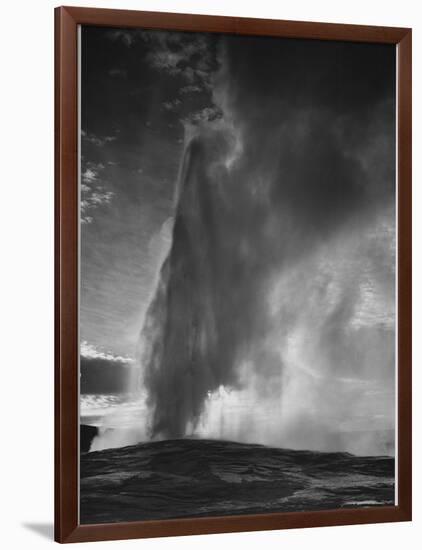 Various Angles During Eruption. "Old Faithful Geyser Yellowstone National Park" Wyoming  1933-1942-Ansel Adams-Framed Art Print