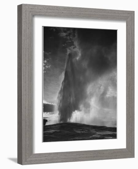 Various Angles During Eruption. "Old Faithful Geyser Yellowstone National Park" Wyoming  1933-1942-Ansel Adams-Framed Art Print