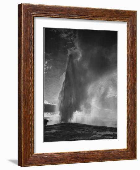 Various Angles During Eruption. "Old Faithful Geyser Yellowstone National Park" Wyoming  1933-1942-Ansel Adams-Framed Art Print