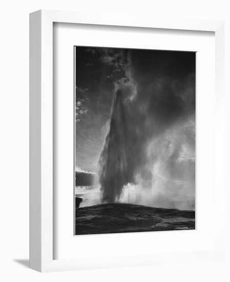 Various Angles During Eruption. "Old Faithful Geyser Yellowstone National Park" Wyoming  1933-1942-Ansel Adams-Framed Art Print