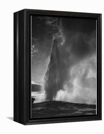 Various Angles During Eruption. "Old Faithful Geyser Yellowstone National Park" Wyoming  1933-1942-Ansel Adams-Framed Stretched Canvas