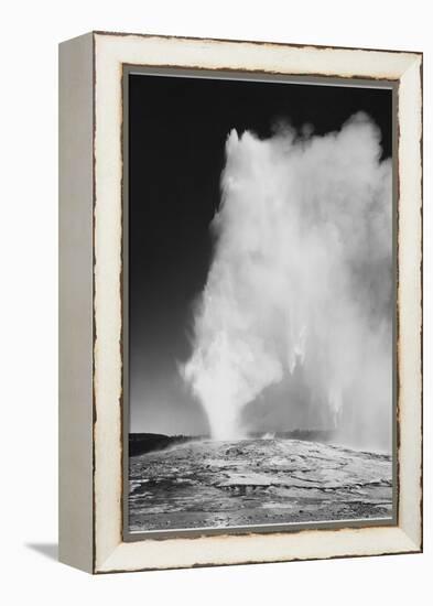 Various Angles During Eruption. "Old Faithful Geyser Yellowstone National Park" Wyoming  1933-1942-Ansel Adams-Framed Stretched Canvas