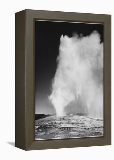 Various Angles During Eruption. "Old Faithful Geyser Yellowstone National Park" Wyoming  1933-1942-Ansel Adams-Framed Stretched Canvas