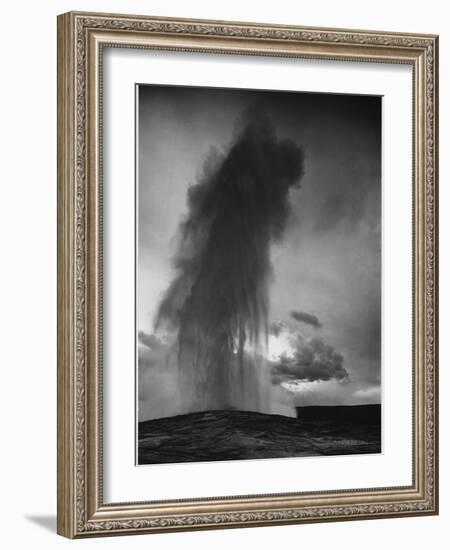 Various Angles During Eruption. "Old Faithful Geyser Yellowstone National Park" Wyoming  1933-1942-Ansel Adams-Framed Art Print