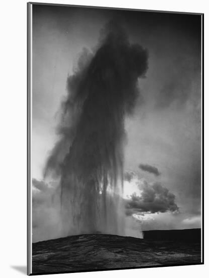 Various Angles During Eruption. "Old Faithful Geyser Yellowstone National Park" Wyoming  1933-1942-Ansel Adams-Mounted Art Print