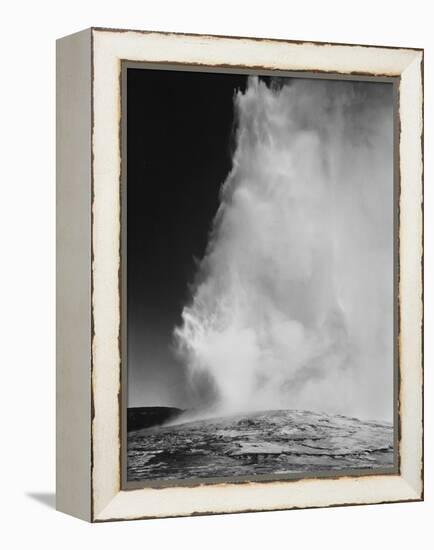 Various Angles During Eruption. "Old Faithful Geyser Yellowstone National Park" Wyoming  1933-1942-Ansel Adams-Framed Stretched Canvas