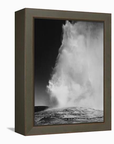 Various Angles During Eruption. "Old Faithful Geyser Yellowstone National Park" Wyoming  1933-1942-Ansel Adams-Framed Stretched Canvas