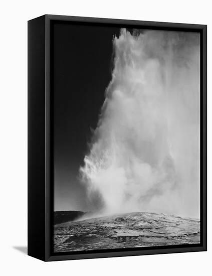 Various Angles During Eruption. "Old Faithful Geyser Yellowstone National Park" Wyoming  1933-1942-Ansel Adams-Framed Stretched Canvas