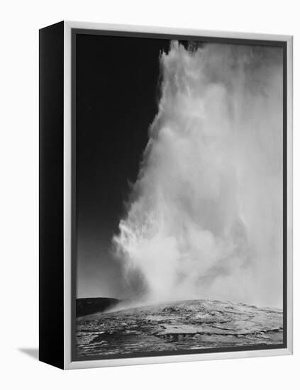 Various Angles During Eruption. "Old Faithful Geyser Yellowstone National Park" Wyoming  1933-1942-Ansel Adams-Framed Stretched Canvas