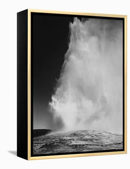 Various Angles During Eruption. "Old Faithful Geyser Yellowstone National Park" Wyoming  1933-1942-Ansel Adams-Framed Stretched Canvas