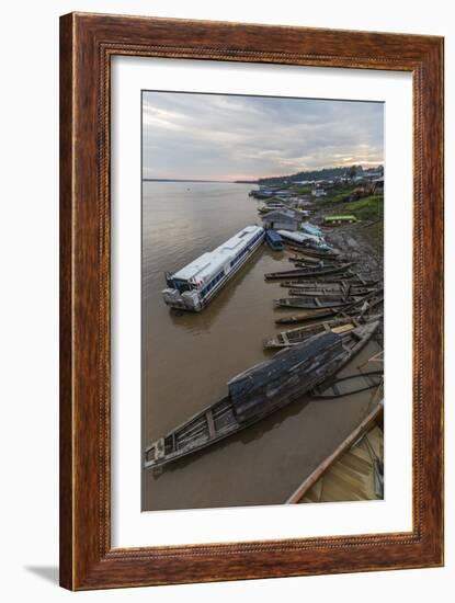 Various boats along the banks of the Amazon River, Loreto, Peru, South America-Michael Nolan-Framed Photographic Print