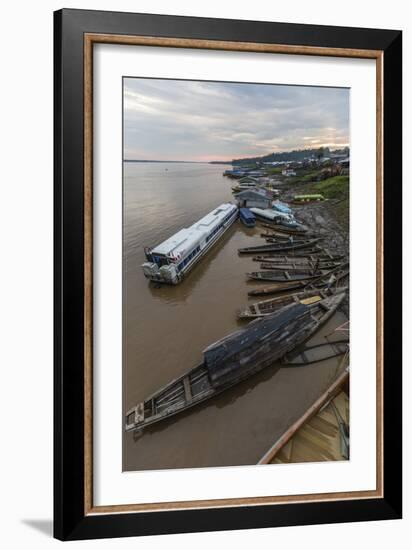 Various boats along the banks of the Amazon River, Loreto, Peru, South America-Michael Nolan-Framed Photographic Print