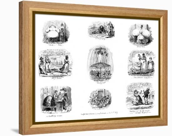 Various Cartoons, 1829-George Cruikshank-Framed Premier Image Canvas