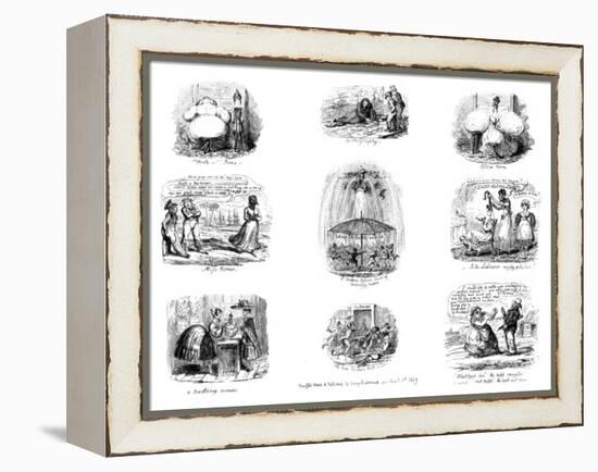 Various Cartoons, 1829-George Cruikshank-Framed Premier Image Canvas