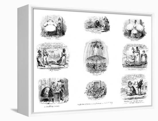 Various Cartoons, 1829-George Cruikshank-Framed Premier Image Canvas