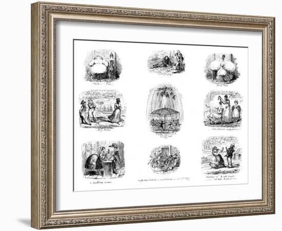 Various Cartoons, 1829-George Cruikshank-Framed Giclee Print