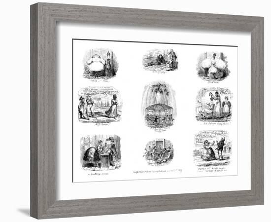 Various Cartoons, 1829-George Cruikshank-Framed Giclee Print