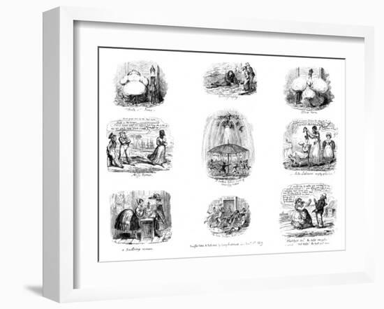 Various Cartoons, 1829-George Cruikshank-Framed Giclee Print