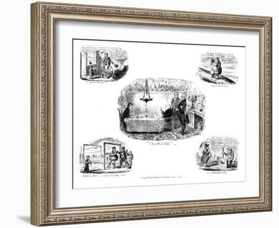 Various Cartoons, 1829-George Cruikshank-Framed Giclee Print