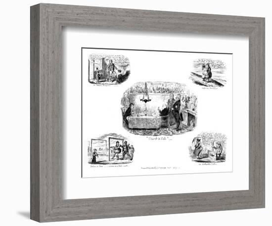 Various Cartoons, 1829-George Cruikshank-Framed Giclee Print