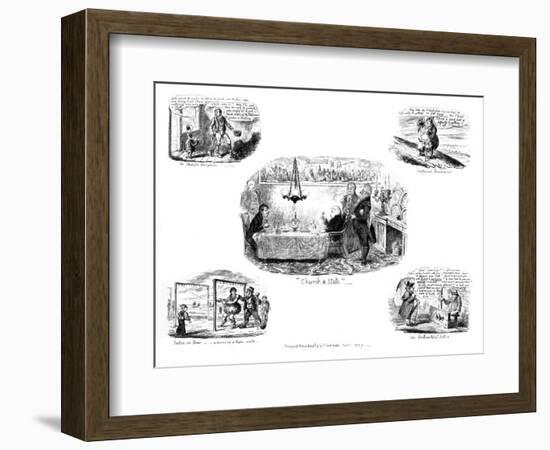 Various Cartoons, 1829-George Cruikshank-Framed Giclee Print