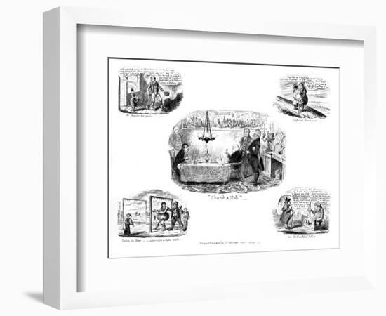 Various Cartoons, 1829-George Cruikshank-Framed Giclee Print